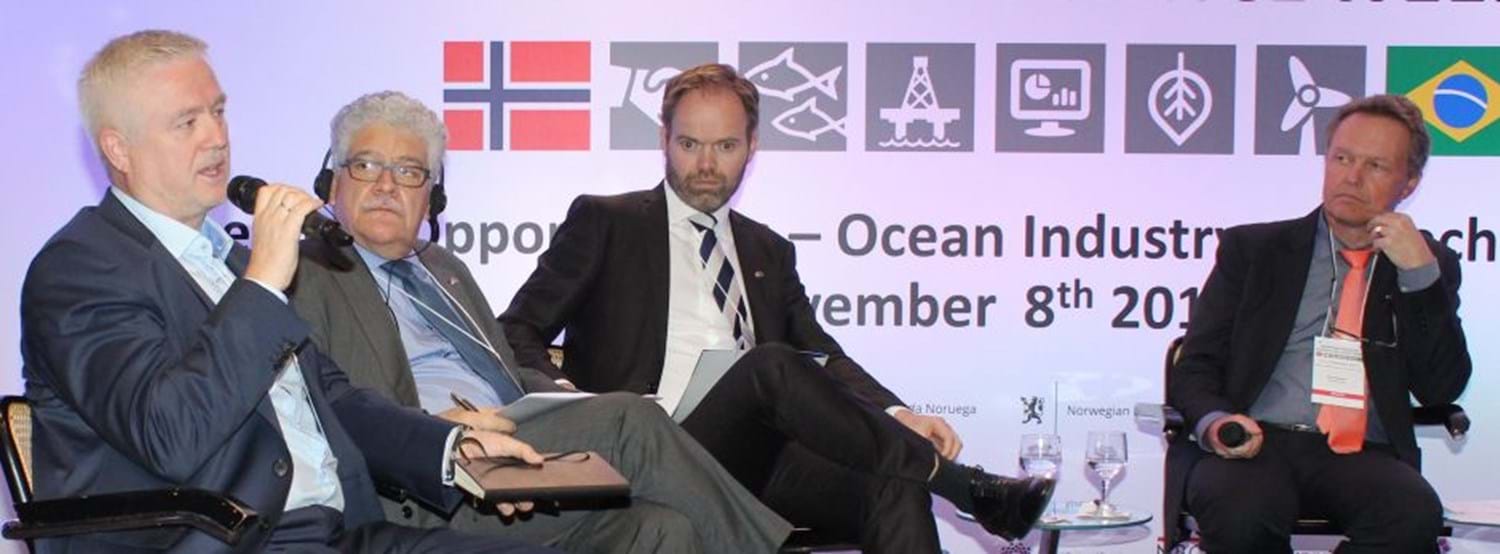 Photo by Runa Hestmann  Owe Hagesæther, CEO of GCE Subsea participated in the panel «An Ocean of Potentials», together with representatives from Kongsberg Maritime, Petrobras, DNB Brazil and Brazilian research institute COPPE/UFRJ
