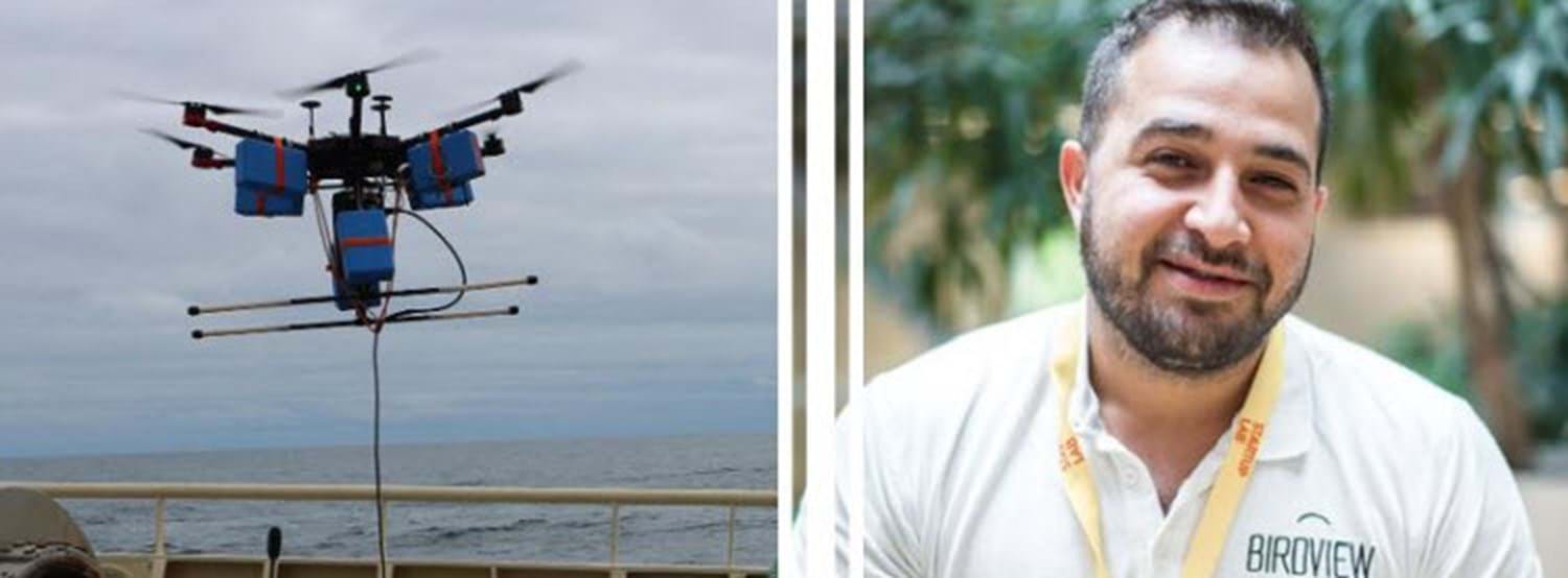 Birdview's airborne drone and Founder of Birdview Pouyan Shariffiasl