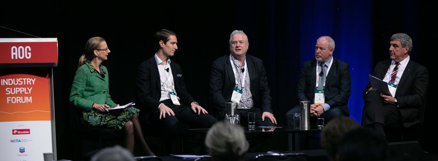 AOG2020 in, Perth, Australia during the session «Creating a sustainable international energy ecosystem. Owe Hagesæther CEO of GCE Ocean Technology in panel debate