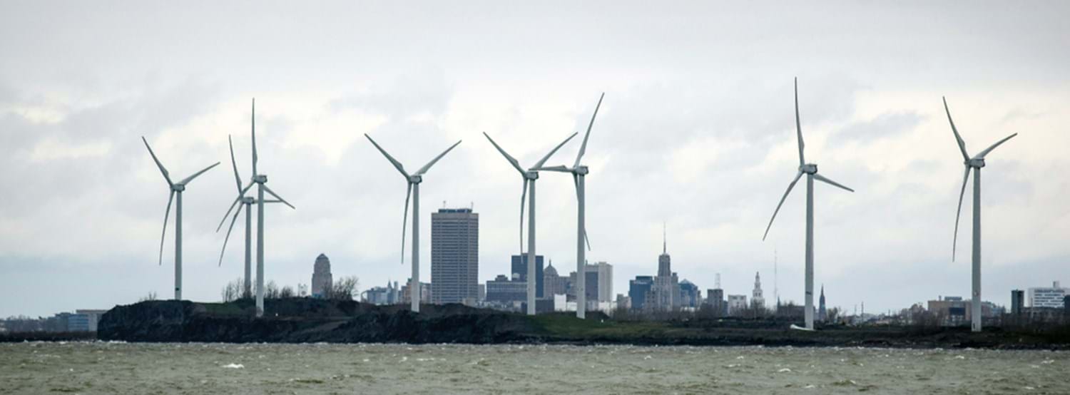 Wind Power Windmills, Buffalo, New York, Lake Erie, Storm
