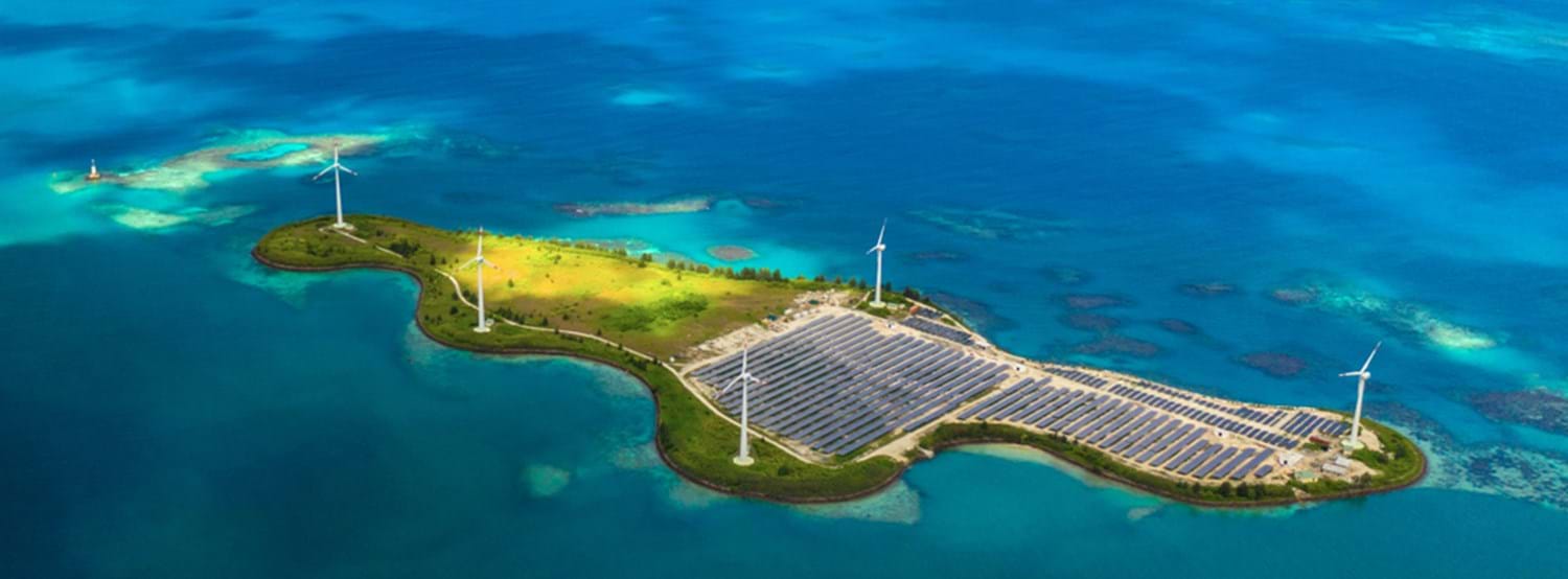 Solar farm on Romainville Island at Seychelles.