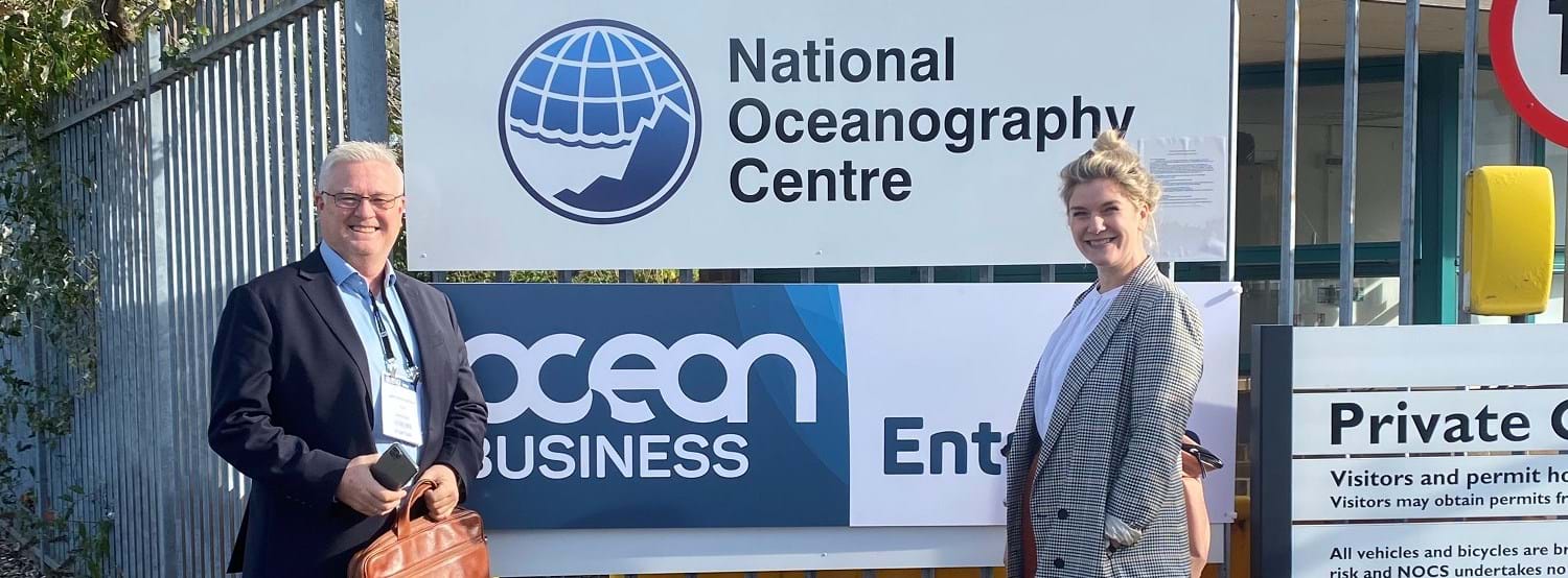 Owe Hagesæther (CEO) and Karianne Kojen Andersen, Innovation Manager for GCE Ocean Technology visited the Ocean Business Exhibition in Southampton April in 2021.